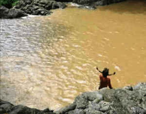 Costa Rican waterfall jump